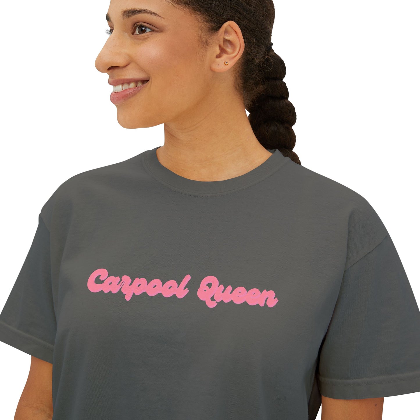 Carpool Queen Pink Design Cropped Tee | Comfort Colors Boxy Tee