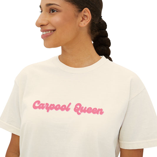 Carpool Queen Pink Design Cropped Tee | Comfort Colors Boxy Tee