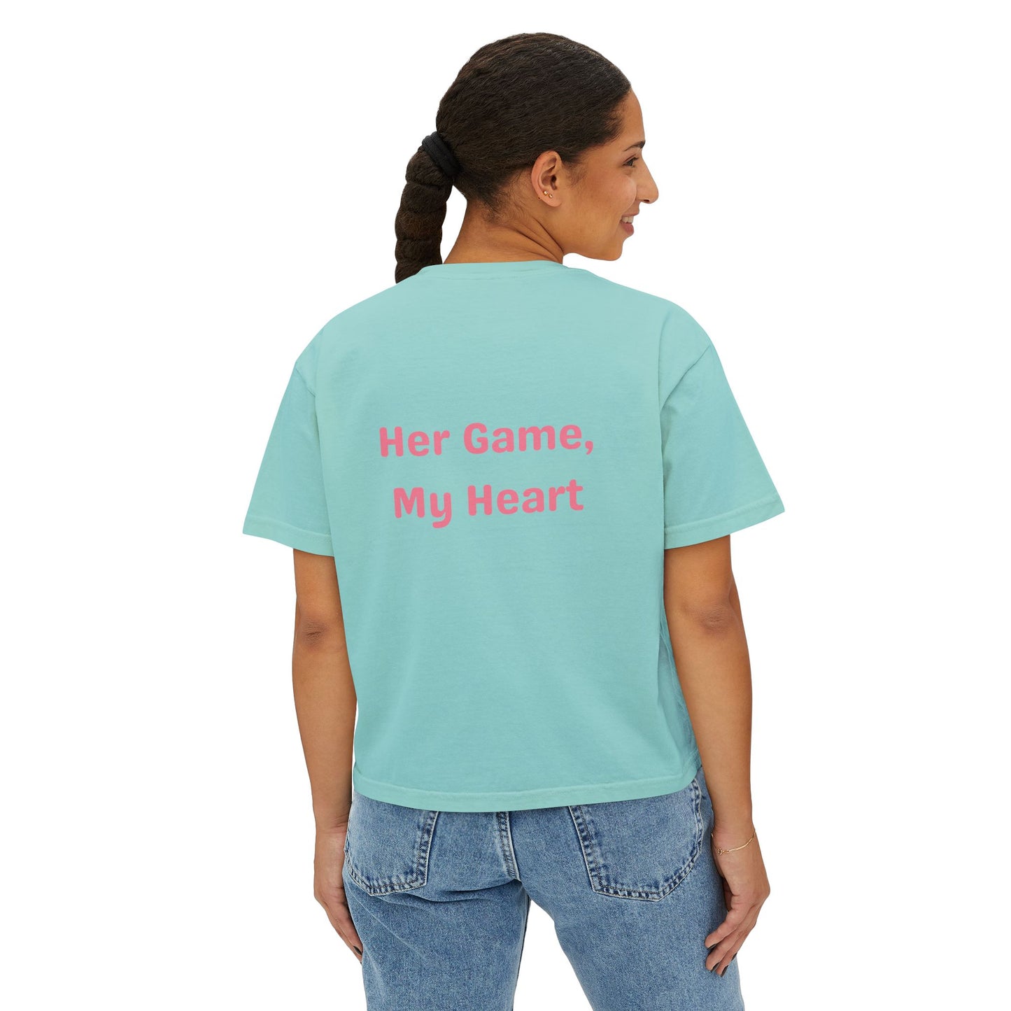 Her Game, My Heart Cropped Tee | Comfort Colors Boxy Tee