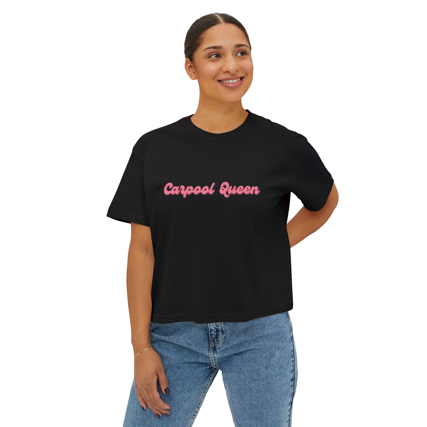 Carpool Queen Pink Design Cropped Tee | Comfort Colors Boxy Tee