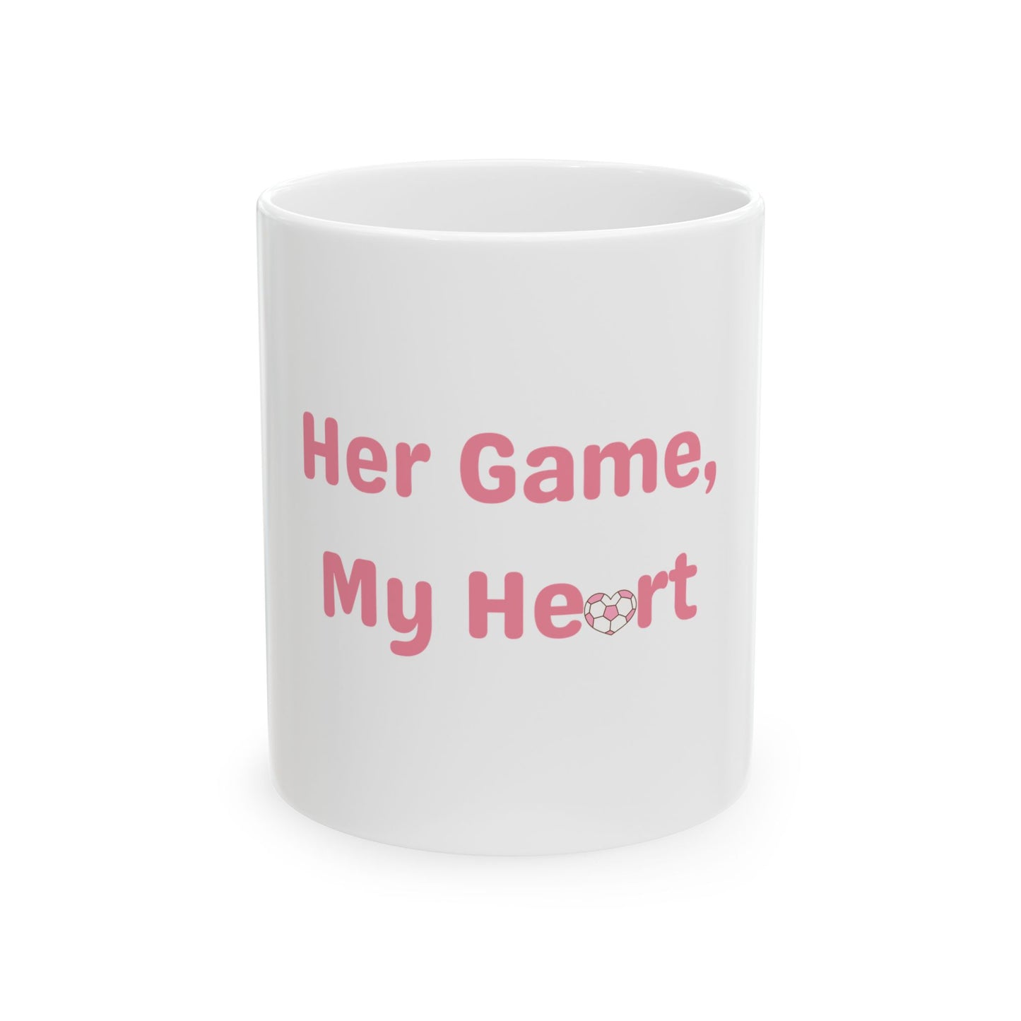 Her Game, My Heart Ceramic Mug | White