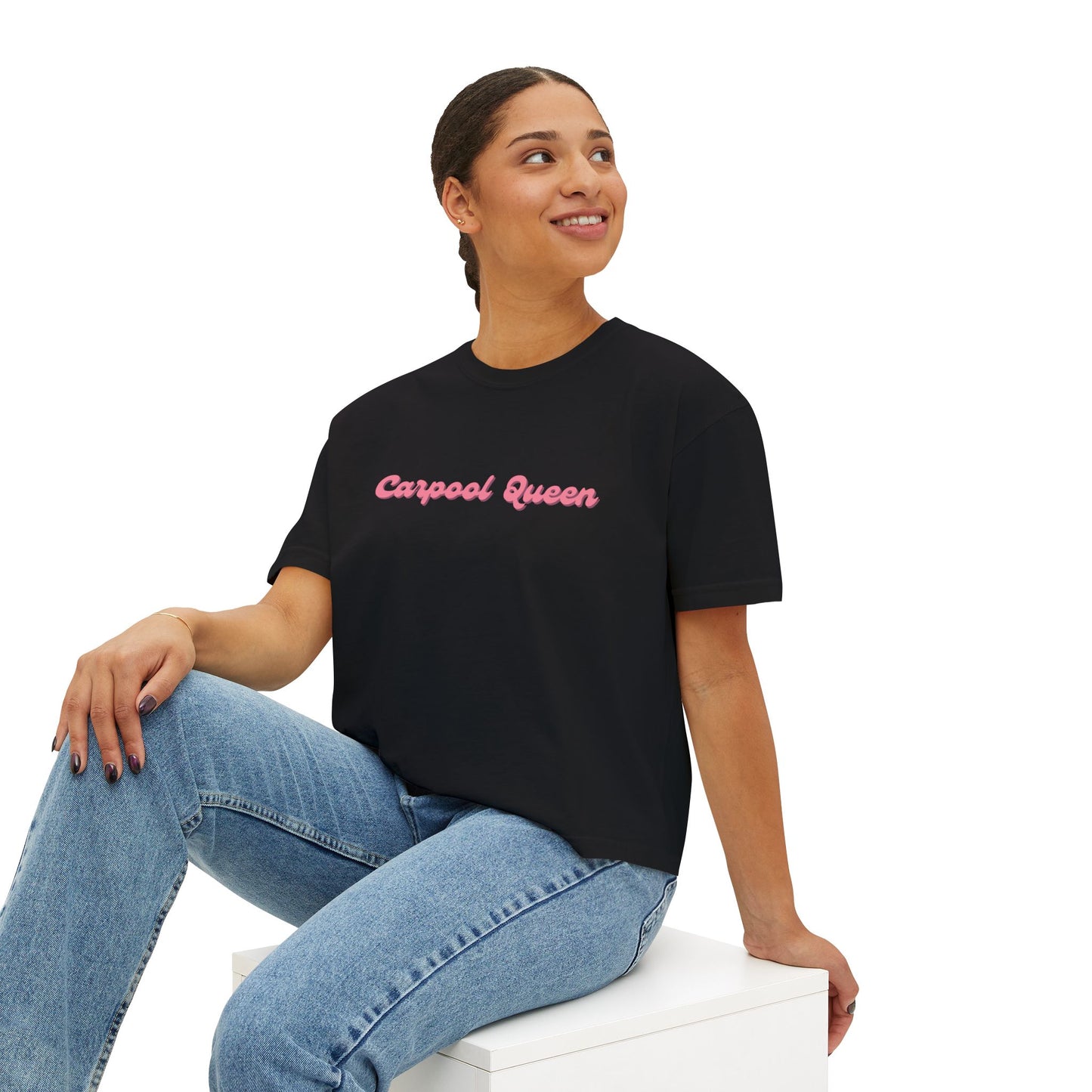 Carpool Queen Pink Design Cropped Tee | Comfort Colors Boxy Tee