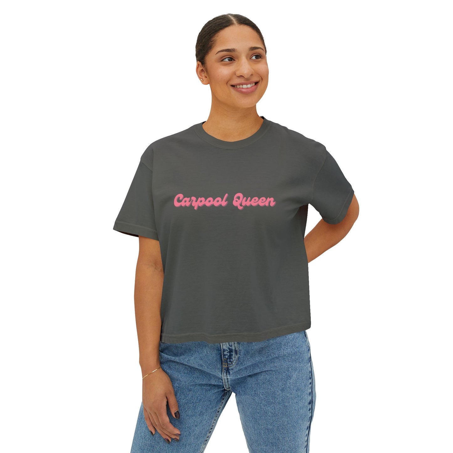 Carpool Queen Pink Design Cropped Tee | Comfort Colors Boxy Tee