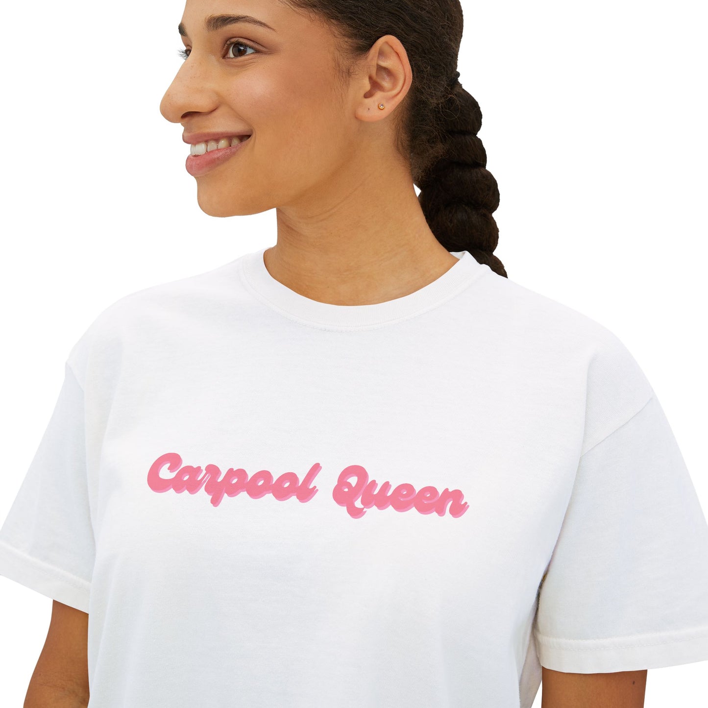 Carpool Queen Pink Design Cropped Tee | Comfort Colors Boxy Tee