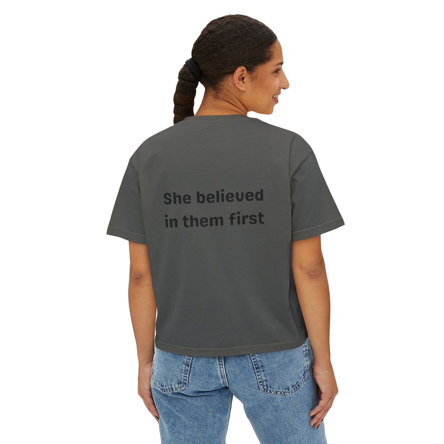 She Believed in Them First Cropped Tee | Comfort Colors Boxy Tee