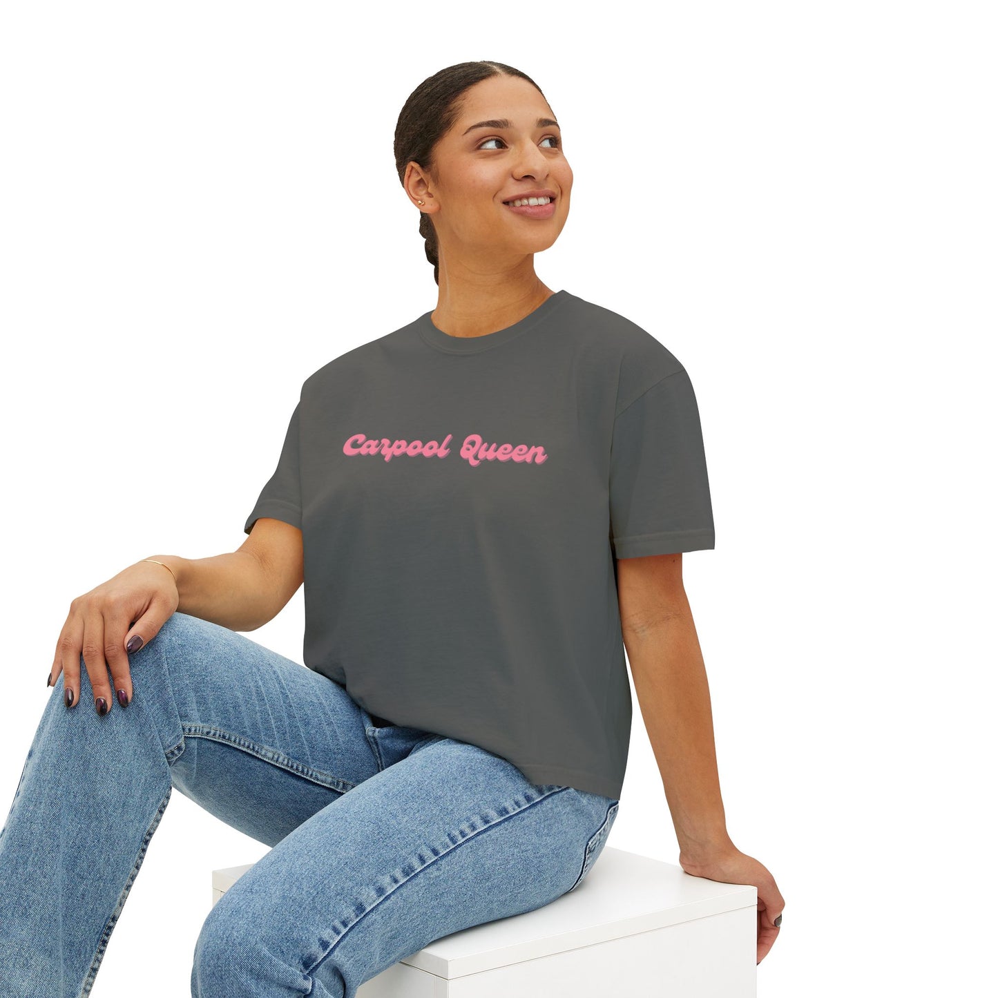 Carpool Queen Pink Design Cropped Tee | Comfort Colors Boxy Tee