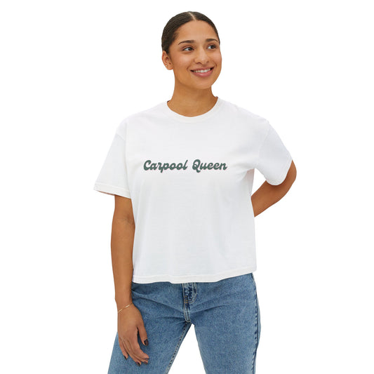 Carpool Queen Green Design Cropped Tee | Comfort Colors Boxy Tee