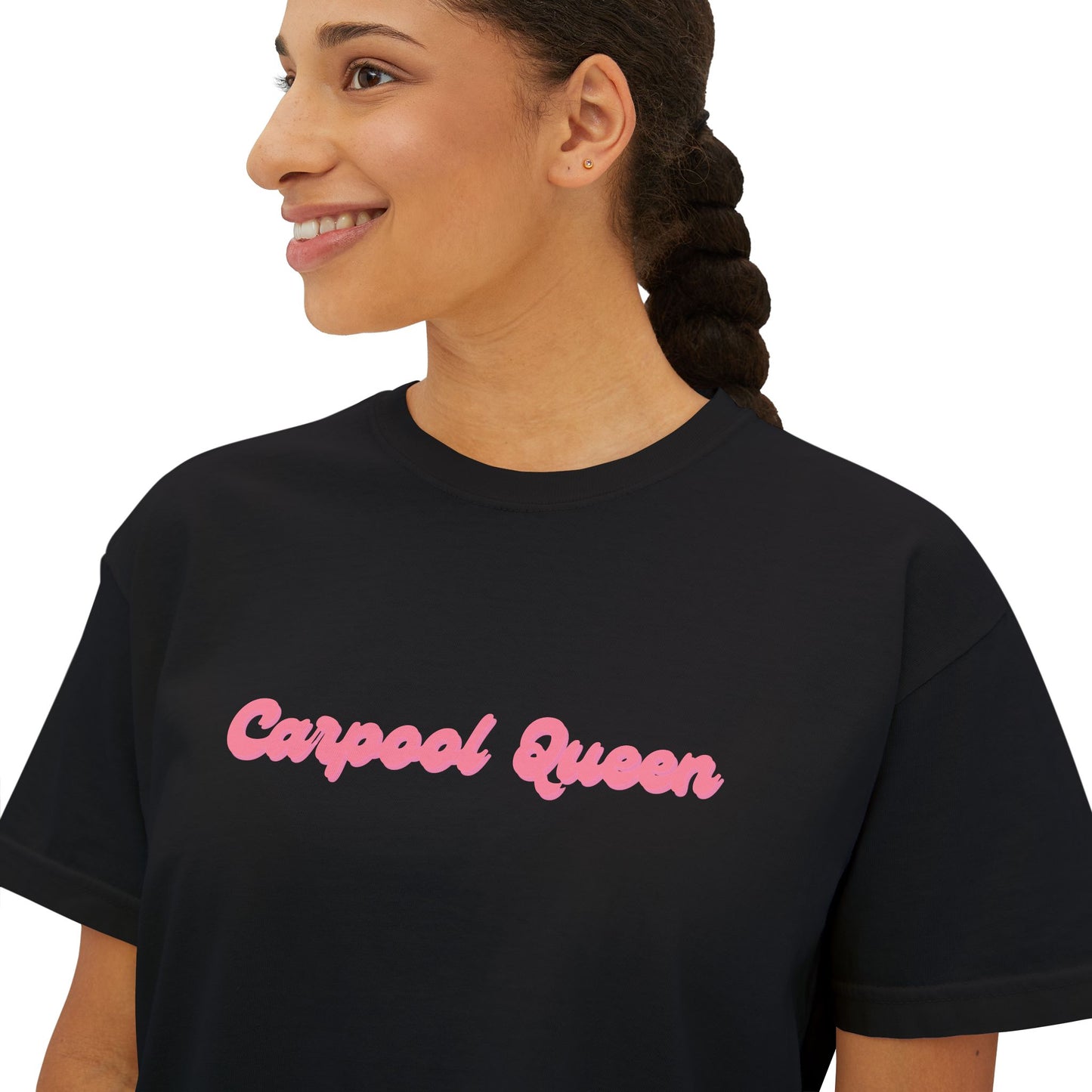 Carpool Queen Pink Design Cropped Tee | Comfort Colors Boxy Tee
