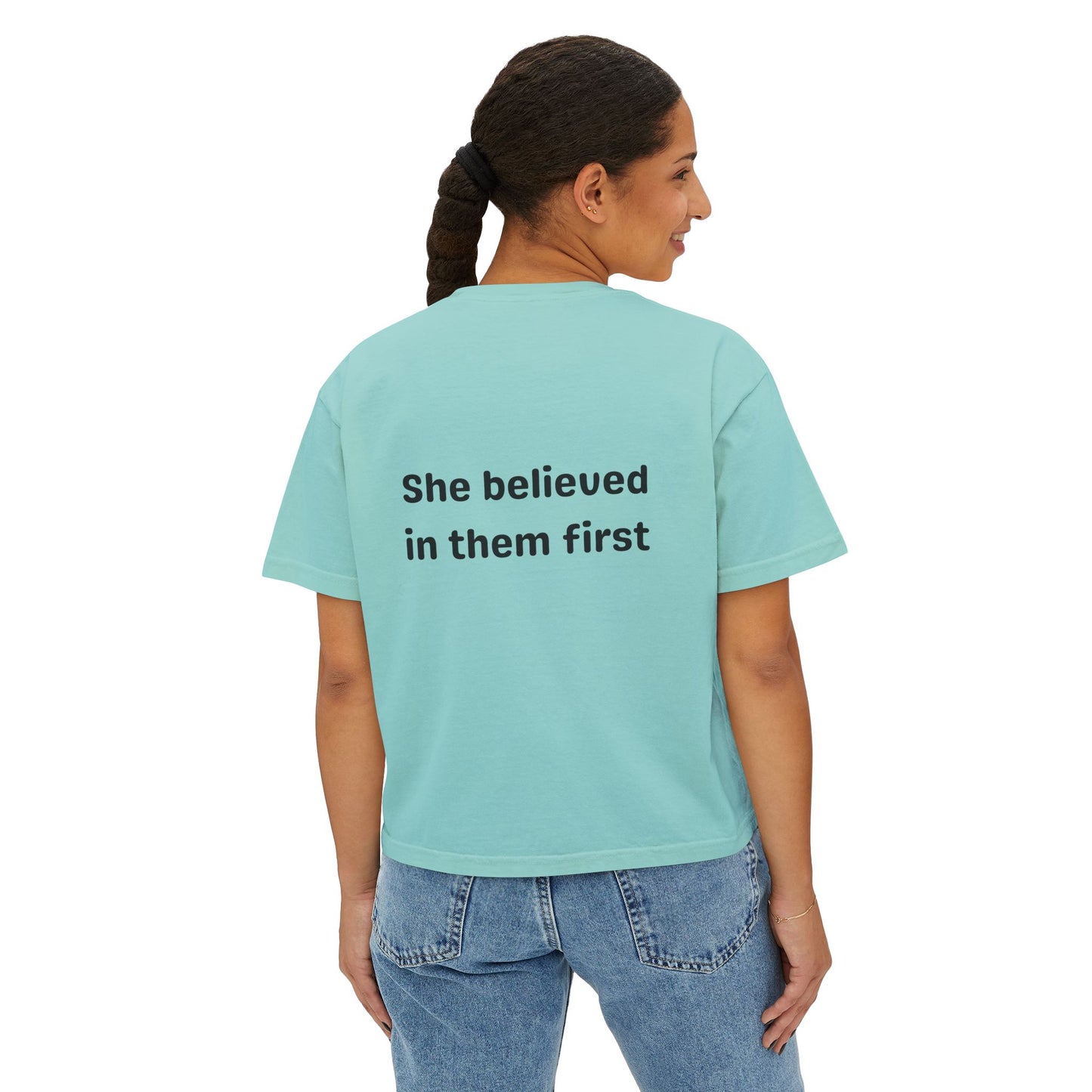 She Believed in Them First Cropped Tee | Comfort Colors Boxy Tee
