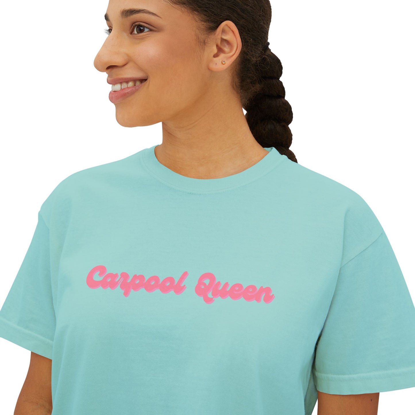 Carpool Queen Pink Design Cropped Tee | Comfort Colors Boxy Tee