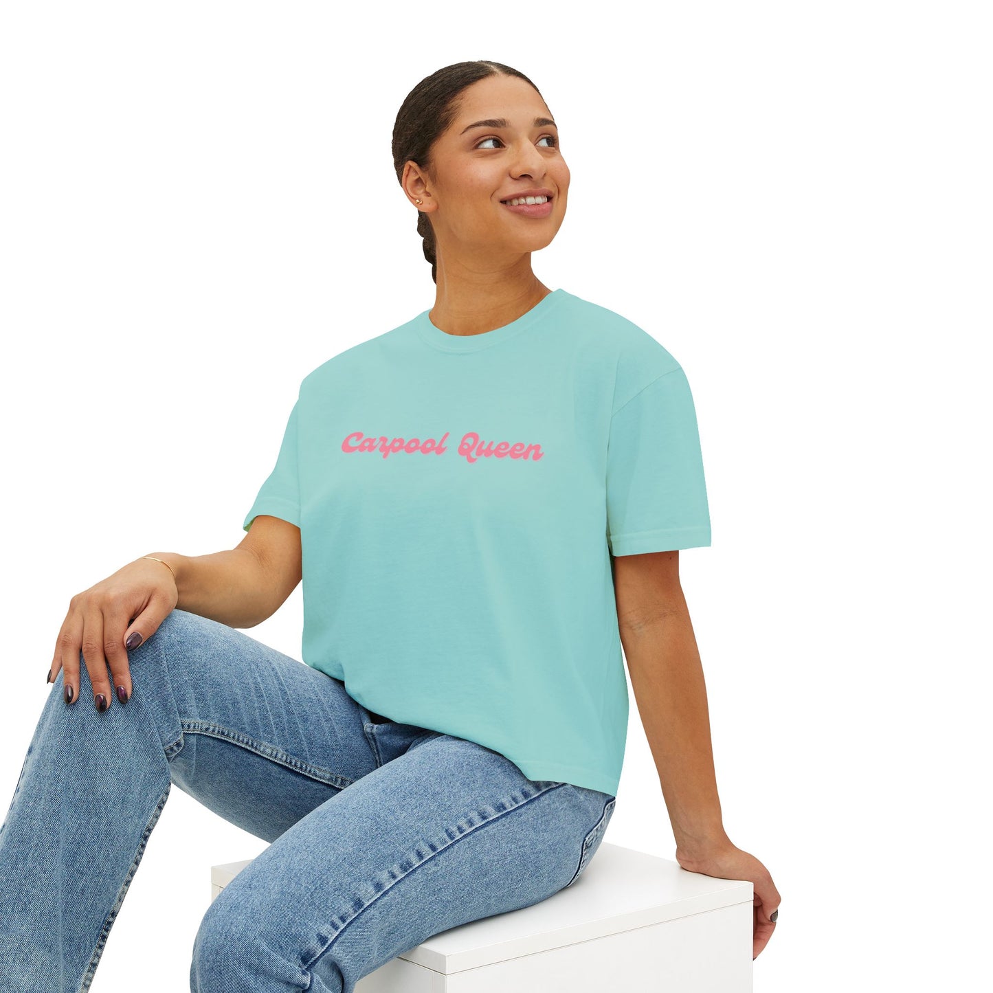 Carpool Queen Pink Design Cropped Tee | Comfort Colors Boxy Tee