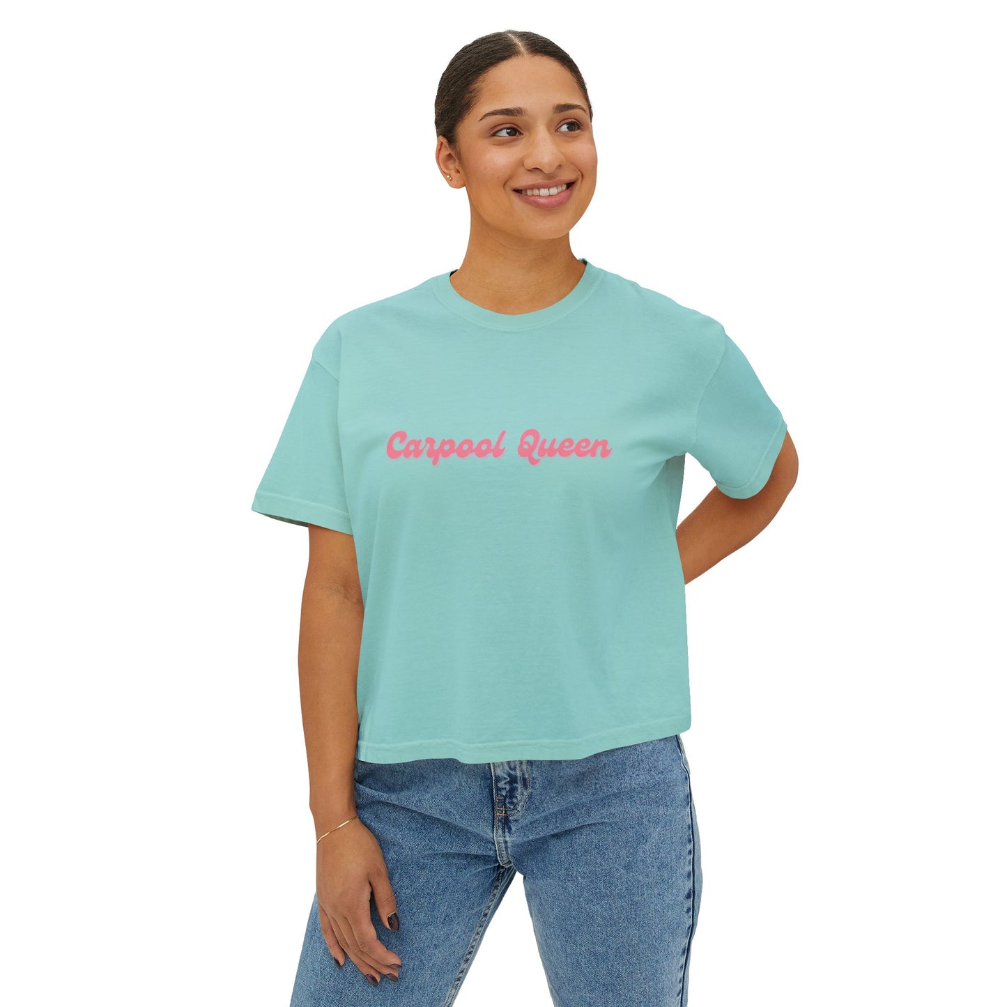 Carpool Queen Pink Design Cropped Tee | Comfort Colors Boxy Tee