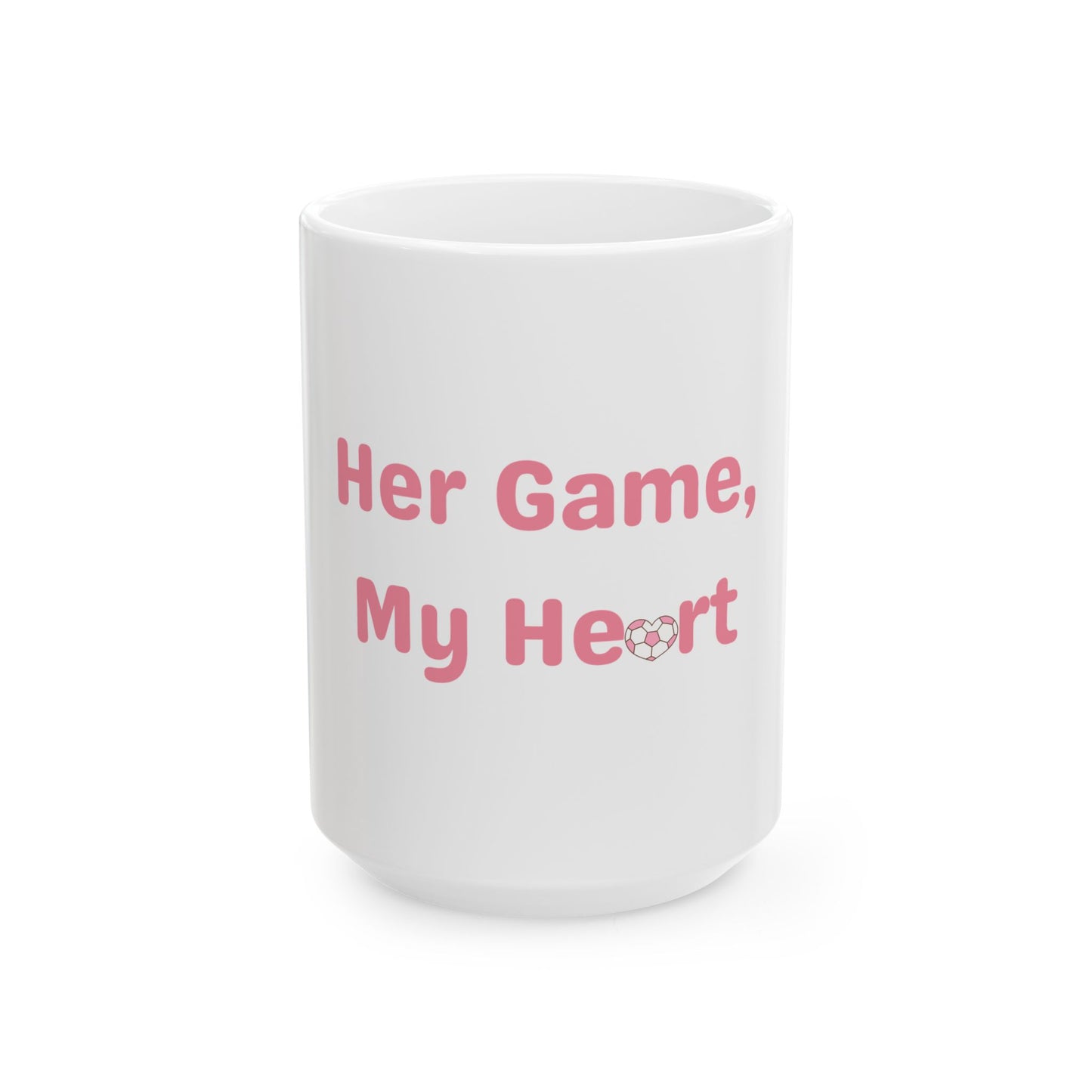 Her Game, My Heart Ceramic Mug | White